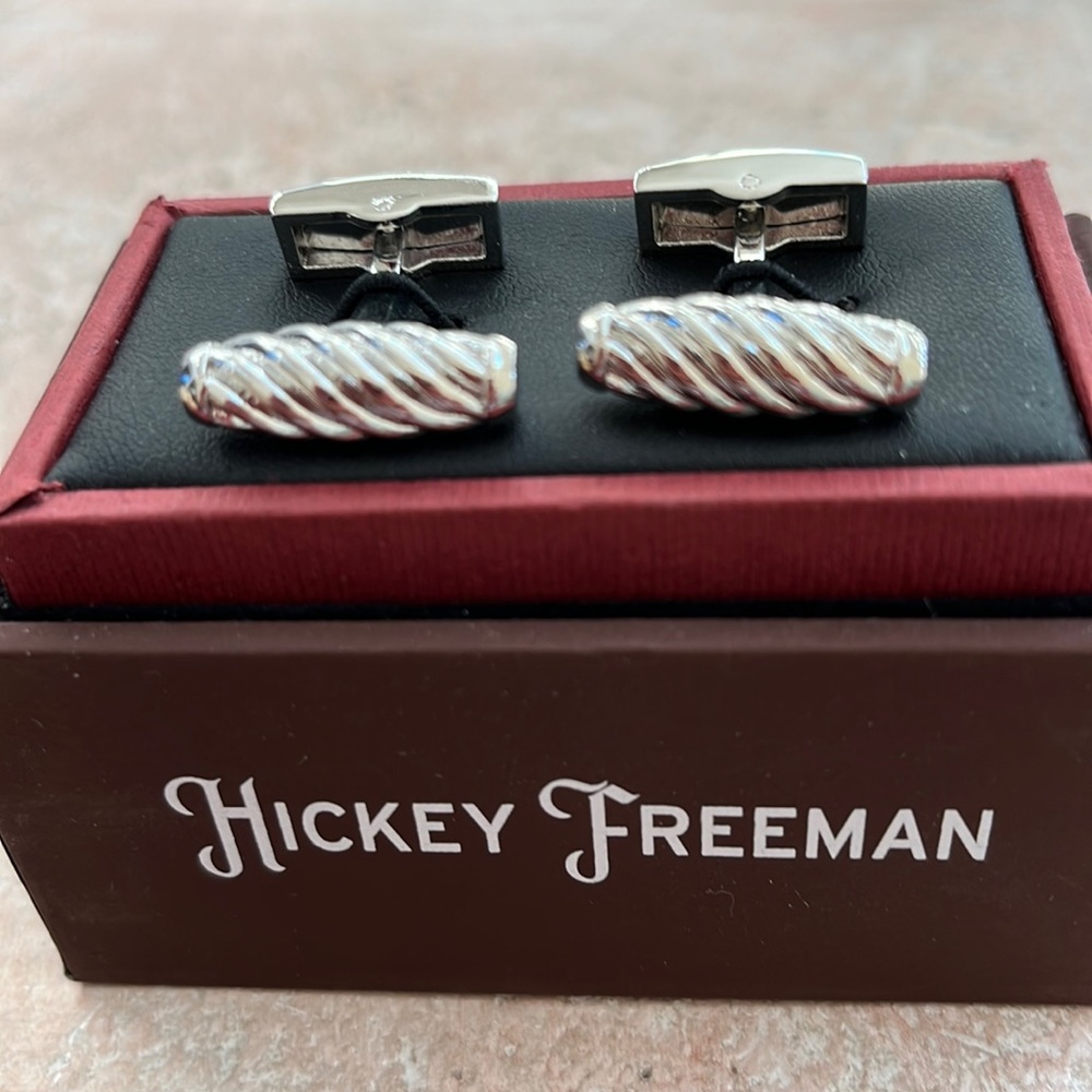 Hickey Freeman Silver Plated Cuff Links - New in Box